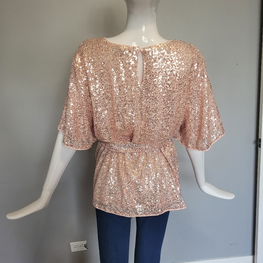 Grace Karin Pink Sequin Top with Belt, BNWOT, Size 2X - Picture 3 of 8